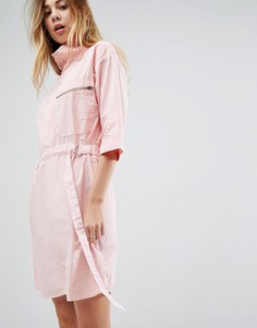 Платье мини с молнией и карманами ASOS - Розовый