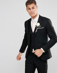 Приталенный пиджак с атласными лацканами Selected Homme - Черный