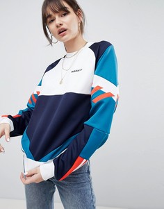Свитшот в стиле колор блок adidas Originals Nova - Темно-синий