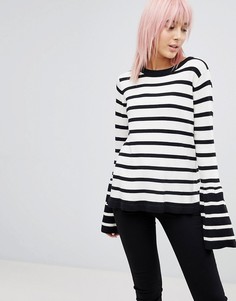 Джемпер в полоску с контрастными расклешенными рукавами Brave Soul - Кремовый