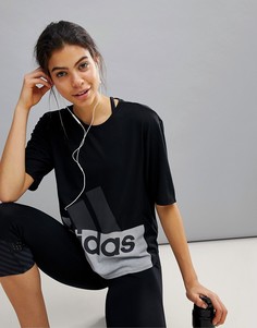 Черная спортивная футболка с логотипом adidas - Черный