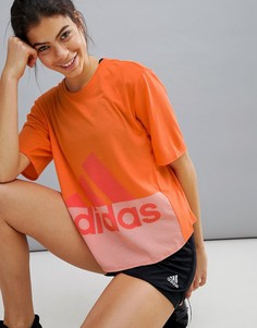 Оранжевая спортивная футболка с логотипом adidas - Оранжевый