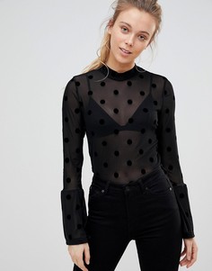 Кружевная блузка с расклешенными рукавами Only Denise - Черный