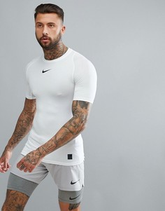 Белая компрессионная футболка Nike Training Pro 838091-100 - Белый