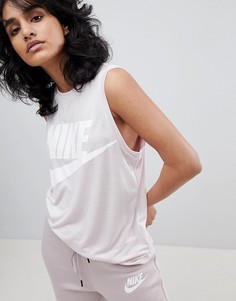 Розовая облегающая майка Nike - Розовый
