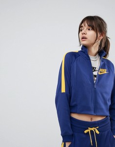 Желто-синяя укороченная спортивная куртка Nike - Синий