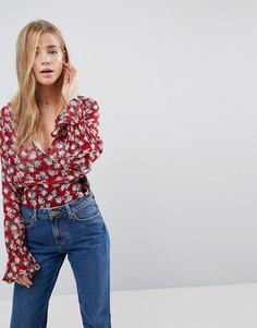 Топ с запахом и винтажным цветочным принтом ASOS - Мульти