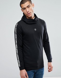 Удлиненный худи с принтом на рукаве Jack &amp; Jones Core - Черный
