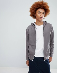 Худи серого цвета с молнией ASOS - Красный