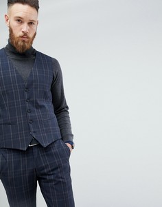 Жилет зауженного кроя в клетку Selected Homme - Темно-синий
