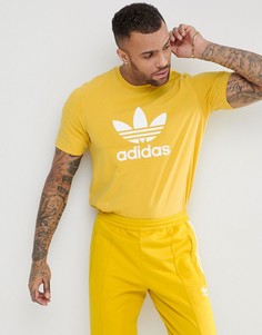 Желтая футболка с логотипом-трилистником adidas Originals adicolor CW0706 - Желтый