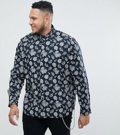 Рубашка классического кроя из вискозы с цветочным принтом ASOS PLUS - Темно-синий