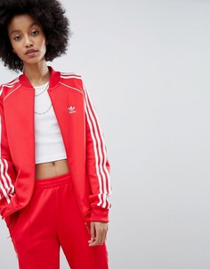 Красная спортивная куртка с тремя полосами adidas Originals adicolor - Красный