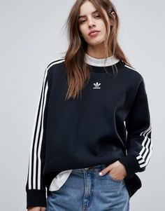 Черный свитшот с тремя полосками adidas Originals adicolor - Черный