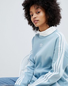 Голубой свитшот с тремя полосками adidas Originals adicolor - Синий