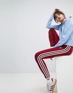 Бордовые леггинсы с полосками adidas Originals adicolor - Красный