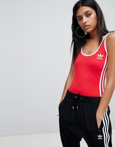 Красное боди с тремя полосками adidas Originals adicolor - Красный