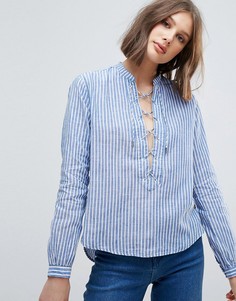 Блузка в полоску со шнуровкой Pepe Jeans - Синий