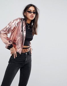 Укороченная куртка металлик ASOS - Розовый