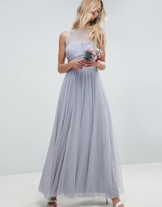 Платье макси с искусственным жемчугом ASOS WEDDING - Синий