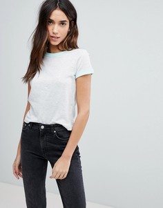 Футболка с контрастной отделкой на вороте и рукавах Brave Soul - Серый