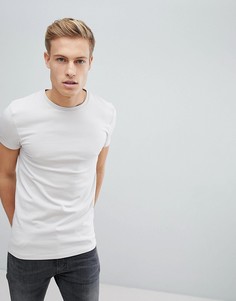 Бежевая обтягивающая футболка с круглым вырезом ASOS - Серый