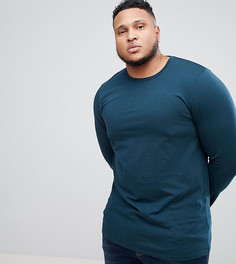 Зеленый удлиненный лонгслив ASOS PLUS - Зеленый