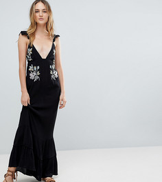 Пляжное платье макси с цветочной вышивкой ASOS TALL - Черный