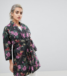 Жаккардовый жакет с цветочным принтом и широкими рукавами ASOS PETITE - Мульти