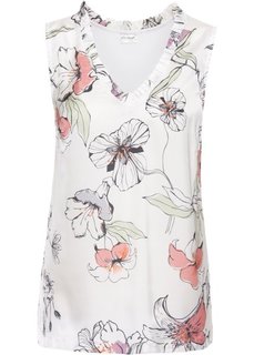 Топ из разных материалов (белый с рисунком) Bonprix