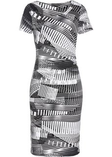 Платье с принтом (белый/черный с рисунком) Bonprix