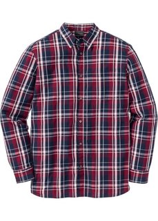 Рубашка Regular Fit с длинным рукавом, в клетку (красный/темно-синий в клетку) Bonprix