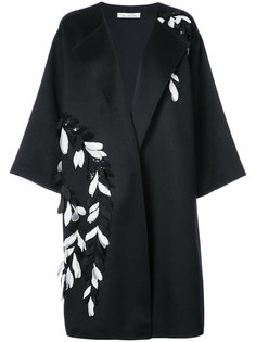 пальто с цветочной вышивкой и пайетками  Oscar de la Renta