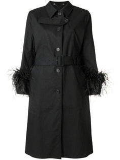 пальто с отделкой из перьев Prada