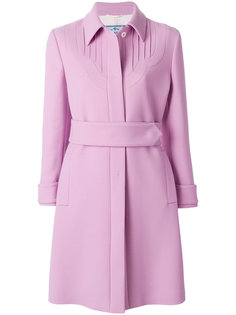однобортное пальто с ремнем Prada