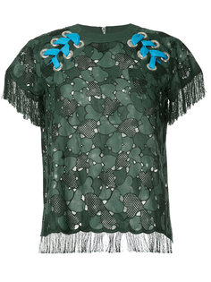 футболка с вышивкой и шнуровкой Sacai