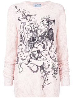 cashmere crew neck printed sweater Prada