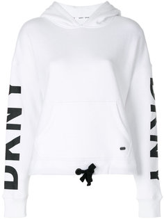 толстовка с капюшоном и логотипом на рукавах DKNY