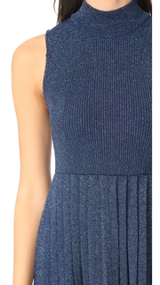 Carven Pleated Metallic Sleeveless Dress