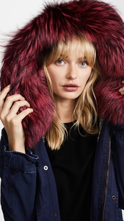 Mr &amp; Mrs Italy Mini Parka with Rose Fur Collar