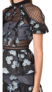 Self Portrait Fil Coupe Open Back Cape Dress