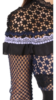 Self Portrait Bellis Lace Trim Dress with Full Skirt