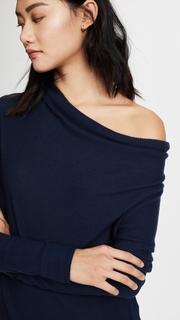 Three Dots Drape Front Asymmetric Sweater