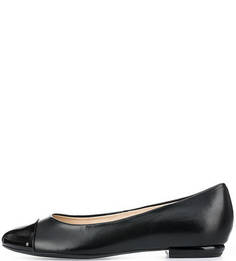 Черные кожаные балетки с лаковой вставкой Högl
