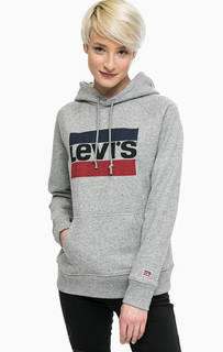 Серая хлопковая толстовка с капюшоном Red Tab Levis®