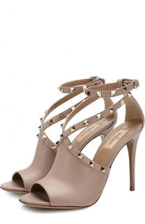 Кожаные босоножки Rockstud на шпильке Valentino