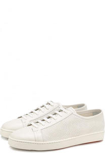 Кожаные кеды на шнуровке Santoni