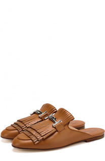 Кожаные сабо с декорированной бахромой Tod’s Tods