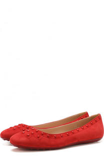 Замшевые балетки с заклепками Tod’s Tods
