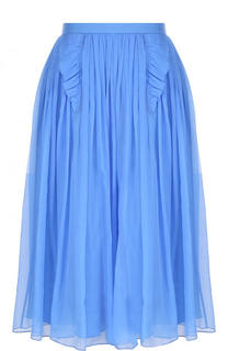 Однотонная шелковая юбка-миди No. 21